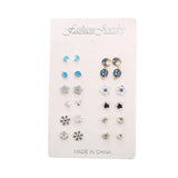 12 Pairs Set Diamond Moon Earth Star Earrings for Women