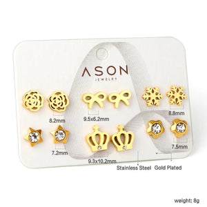 6pairs/Card Surgical Steel Stud Earrings Sets for Kids/Women/Men