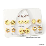 6pairs/Card Surgical Steel Stud Earrings Sets for Kids/Women/Men