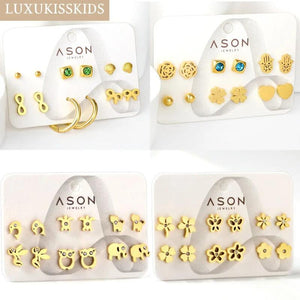 6pairs/Card Surgical Steel Stud Earrings Sets for Kids/Women/Men