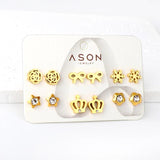 6pairs/Card Surgical Steel Stud Earrings Sets for Kids/Women/Men