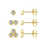 925 Sterling Silver Zircon Mini Stud Earrings Set for Women