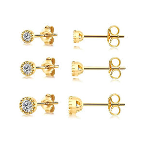 925 Sterling Silver Zircon Mini Stud Earrings Set for Women