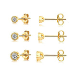 925 Sterling Silver Zircon Mini Stud Earrings Set for Women