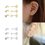 925 Sterling Silver Zircon Mini Stud Earrings Set for Women