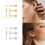 925 Sterling Silver Zircon Mini Stud Earrings Set for Women