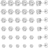 CZ Stud Earring Set 6 Sizes Round Clear Studs 3-8MM