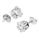 CZ Stud Earring Set 6 Sizes Round Clear Studs 3-8MM