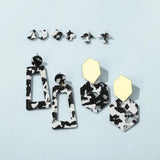 Boho Leopard Stud Earrings Set Acrylic Geometry Round Earrings for Women