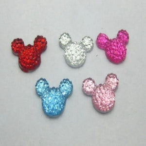 100 Flatback Resin Dotted Rhinestone Gems Mouse Head 14X12mm Craft Bow Center