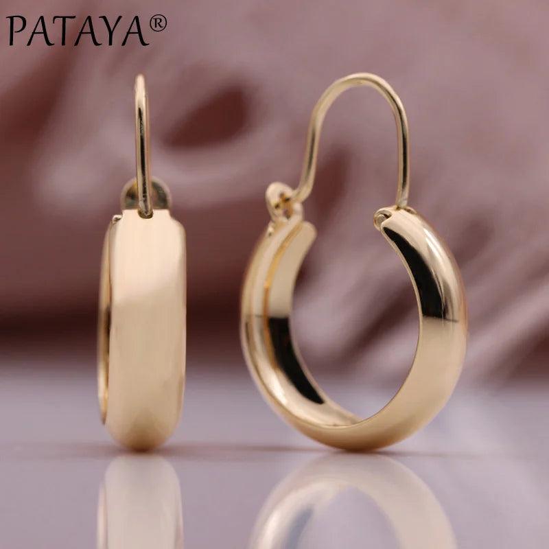 Unique Glossy Circle Dangle Earrings 585 Rose Earrings Women Gift