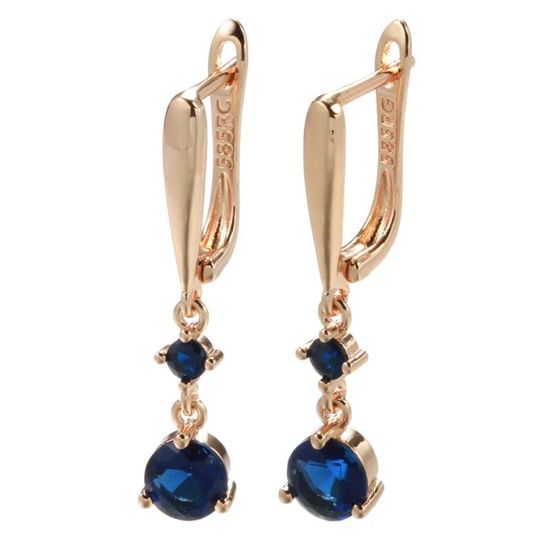 Natural Zircon Vintage Drop Earrings 585 Rose Pendant Jewelry