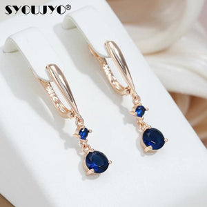 Natural Zircon Vintage Drop Earrings 585 Rose Pendant Jewelry