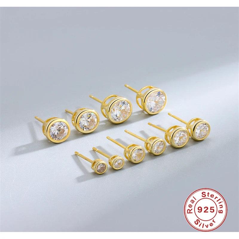 925 Silver Diamond Zircon Stud Earrings for Women
