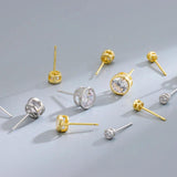 925 Silver Diamond Zircon Stud Earrings for Women