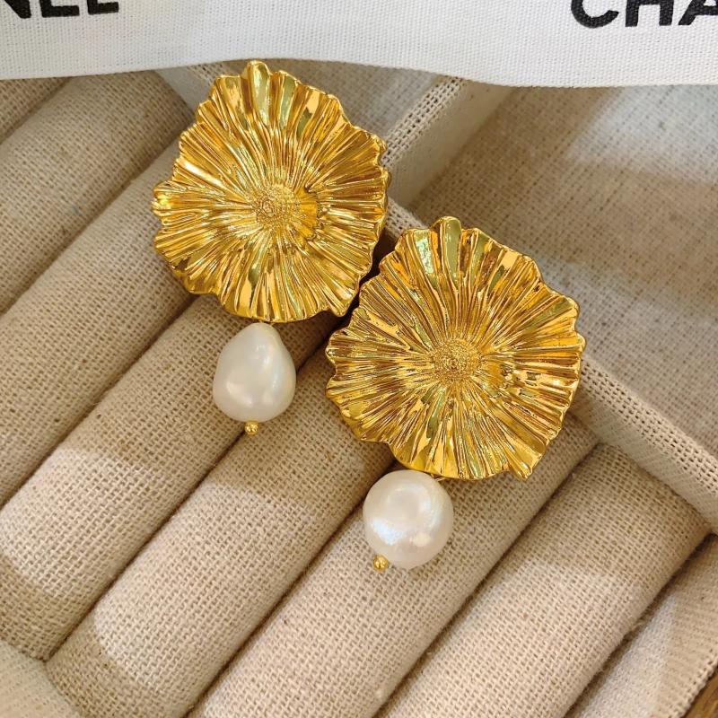 Geometric Metal Pearl Dangle Earrings 925 Silver for Women Gift