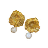 Geometric Metal Pearl Dangle Earrings 925 Silver for Women Gift