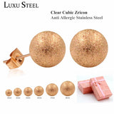6 Pairs Stainless Steel Frosted Rose Stud Earrings Set