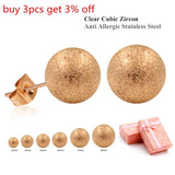 6 Pairs Stainless Steel Frosted Rose Stud Earrings Set
