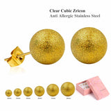 6 Pairs Stainless Steel Frosted Rose Stud Earrings Set