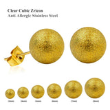 6 Pairs Stainless Steel Frosted Rose Stud Earrings Set