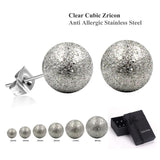6 Pairs Stainless Steel Frosted Rose Stud Earrings Set