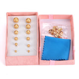6 Pairs Stainless Steel Frosted Rose Stud Earrings Set