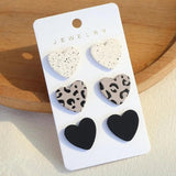 Geometric Round Heart Acrylic Stud Earrings Leopard Dots Small Jewelry