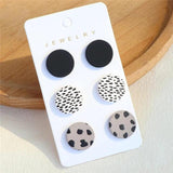 Geometric Round Heart Acrylic Stud Earrings Leopard Dots Small Jewelry