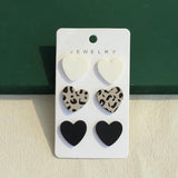 Geometric Round Heart Acrylic Stud Earrings Leopard Dots Small Jewelry
