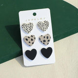 Geometric Round Heart Acrylic Stud Earrings Leopard Dots Small Jewelry