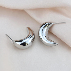 Chunky Hoop Earrings for Women Stainless Steel Hollow Tear Moon Jewelry