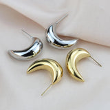 Chunky Hoop Earrings for Women Stainless Steel Hollow Tear Moon Jewelry