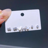 3 CZ Stud Earrings Set Star Butterfly Flower