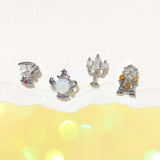 Fairy Small Candle Teapot Stud Earrings Set Zircon Crystal Jewelry