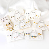 3 Pairs Evil Eyes Star Shape Hoops Studs Punk Clip Earrings