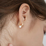 925 Silver Pearl Hoop Earrings Round Wedding Party Jewelry