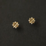 14K Zircon Cross Flower Stud Earrings for Women