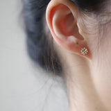 14K Zircon Cross Flower Stud Earrings for Women