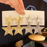 Star Drop Earrings Silver Pentagram Statement Big Earrings Women Gift