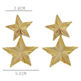 Star Drop Earrings Silver Pentagram Statement Big Earrings Women Gift