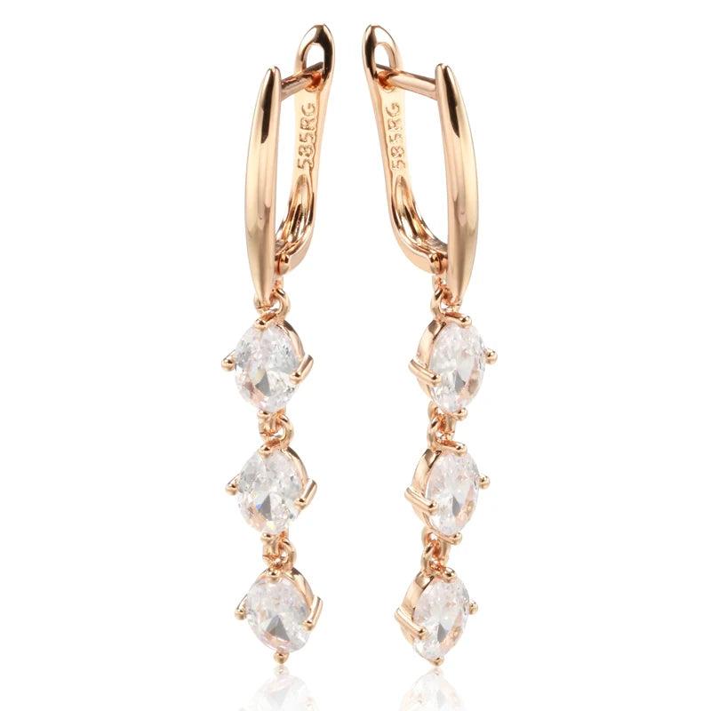 Classic Zircon Wedding Earrings 585 French Jewelry for Women
