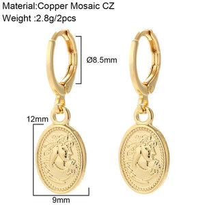 Coin Hoop Earrings Our Lady Star Dangle Earrings