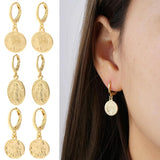 Coin Hoop Earrings Our Lady Star Dangle Earrings