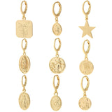 Coin Hoop Earrings Our Lady Star Dangle Earrings