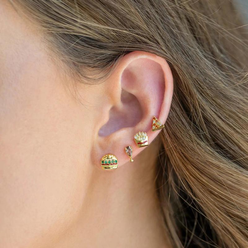 4 Pcs Colorful Crystal Princess Earrings Set for Women