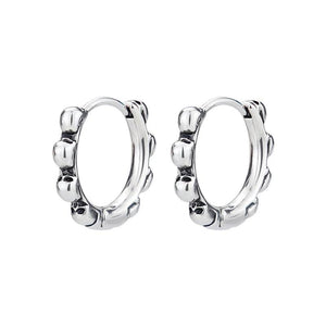 Men's Silver Stainless Steel Skull Hoop Earrings