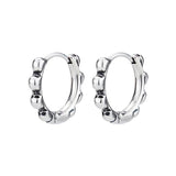 Men's Silver Stainless Steel Skull Hoop Earrings