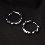 Men's Silver Stainless Steel Skull Hoop Earrings
