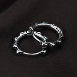 Men's Silver Stainless Steel Skull Hoop Earrings